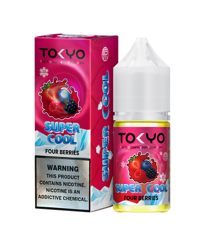 Tokyo Iced Peach vape juice bottle and packaging on a white background