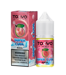 TOKYO E-JUICE Super Cool Guava 30ml salt nicotine e-liquid bottle with colorful label and clear glass dropper.