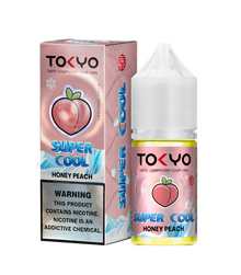 TOKYO E-JUICE Super Cool Honey Beach 30ml salt e-liquid bottle with colorful label and clear plastic cap.