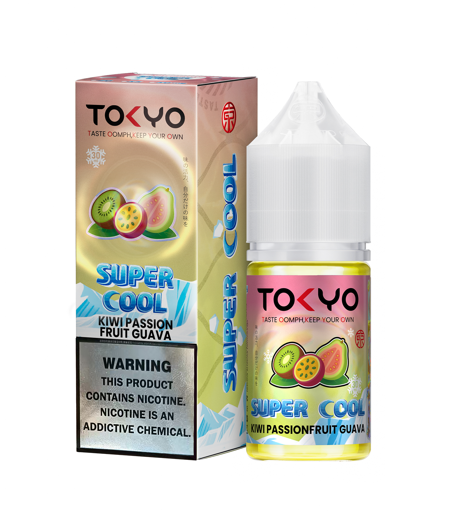 Tokyo Iced Mint vape juice bottle and packaging on a white background