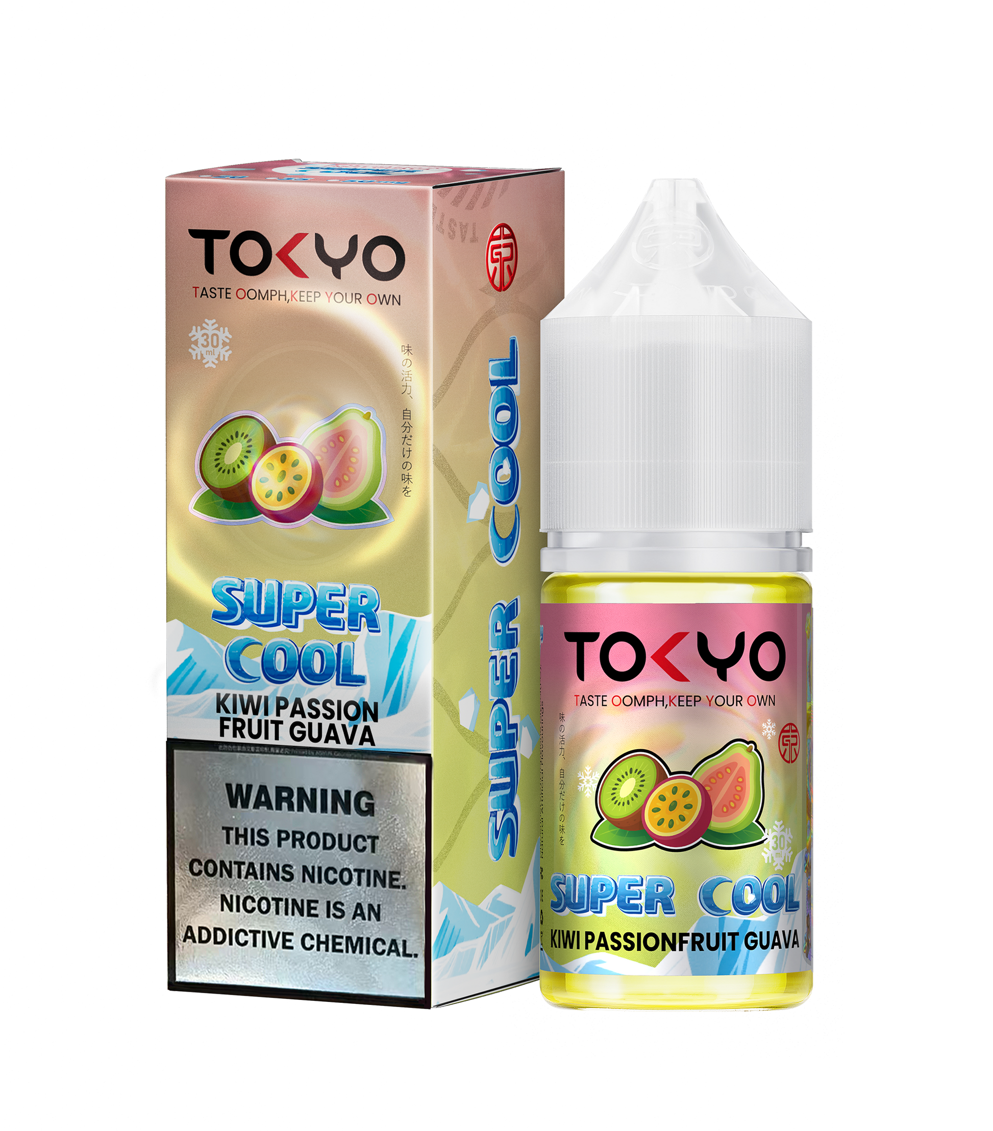 Tokyo Iced Mint vape juice bottle and packaging on a white background