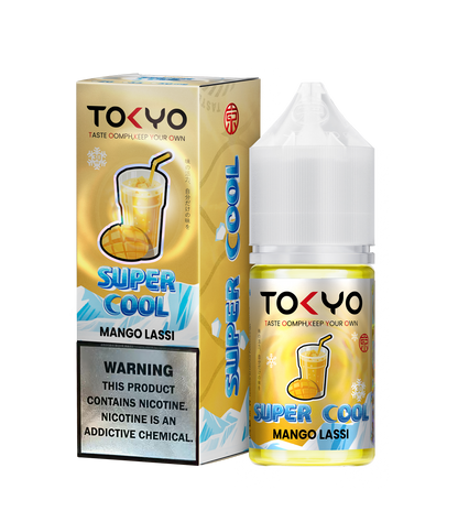 TOKYO E-JUICE Super Cool Mango Lassi 30ml salt e-liquid bottle with mango and yogurt flavor label