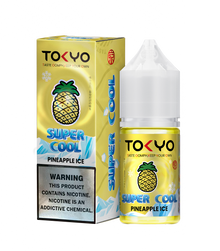 TOKYO E-JUICE Super Cool Pineapple Ice 30ml salt e-liquid bottle with pineapple and icy mint flavor design.