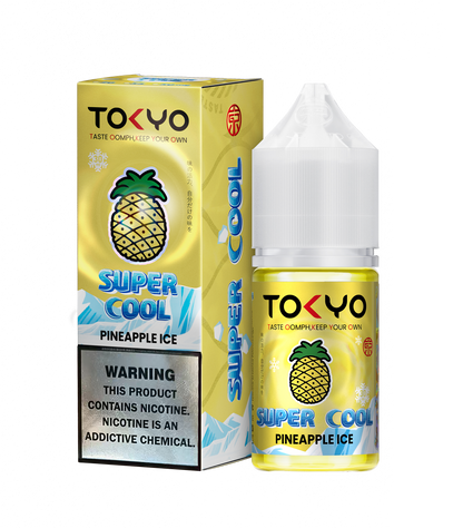Tokyo Iced Peach Melon vape juice bottle and packaging on a white background