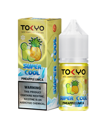 TOKYO E-JUICE Super Cool Pineapple Limca 30ml salt e-liquid bottle with pineapple and citrus flavor design.