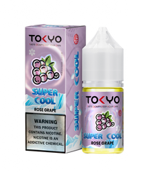 TOKYO E-JUICE Super Cool Rose Grape 30ml salt e-liquid bottle with colorful label, designed for vaping.