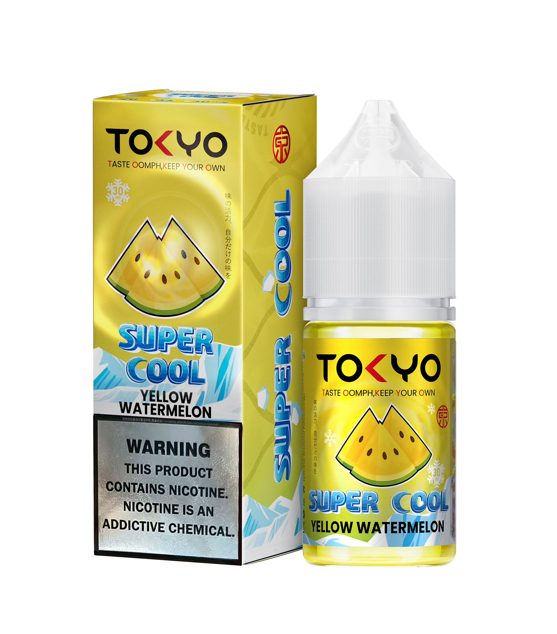Tokyo Iced Mango Lychee vape juice bottle and packaging on a white background