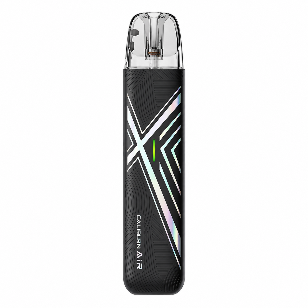 UWELL CALIBURN AIR pod system in shadow black, front view showing sleek design and mouthpiece.