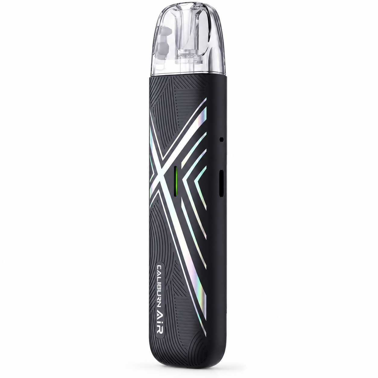 UWELL CALIBURN AIR pod system in shadow black, showing side view with sleek design and compact size from the UWELL CALIBURN series.