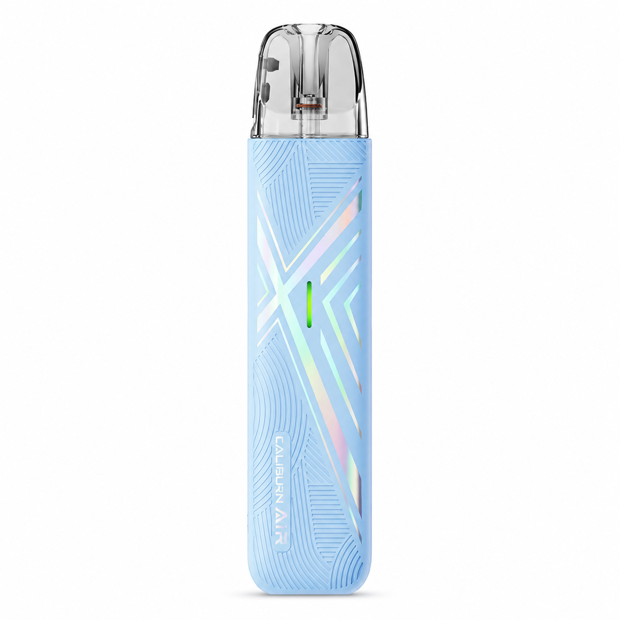 UWELL CALIBURN AIR pod system in twilight blue, front view showcasing sleek design and compact size.