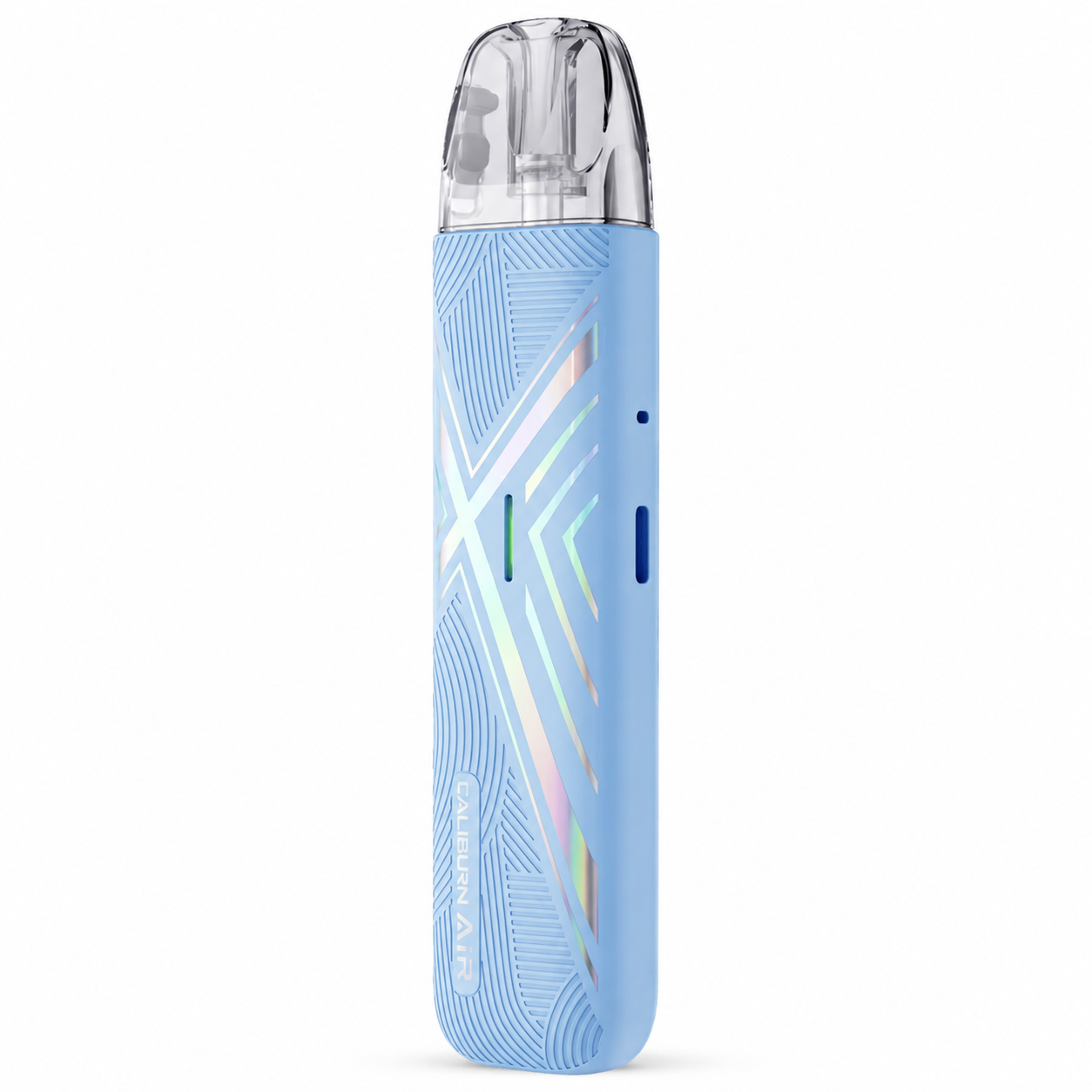 UWELL CALIBURN AIR pod system in Twilight Blue, showing the sleek side view of the compact vaping device.