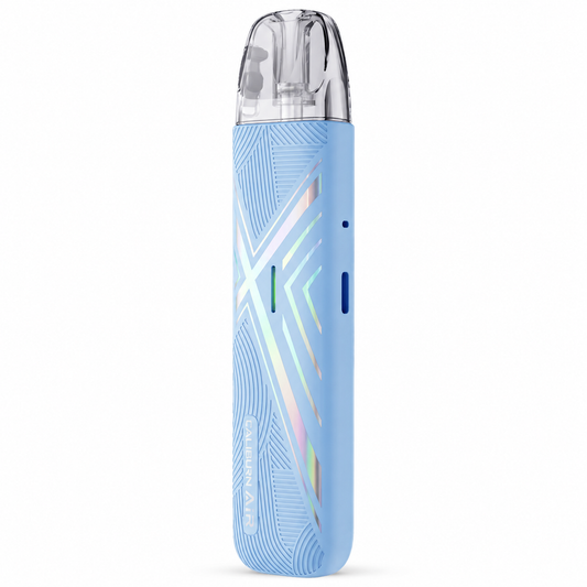 UWELL CALIBURN AIR pod system in Twilight Blue, showing the sleek side view of the compact vaping device.