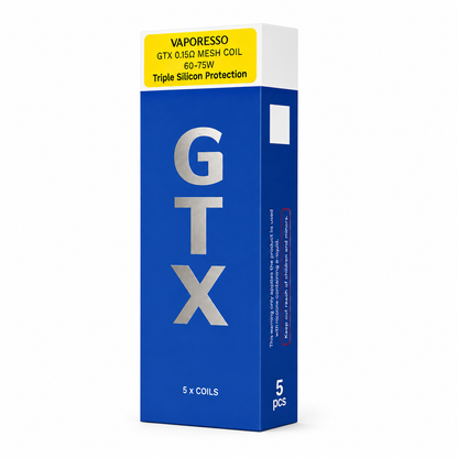 VAPORESSO GTX Mesh Replacement Coil package showing two replacement coils for vaping devices.