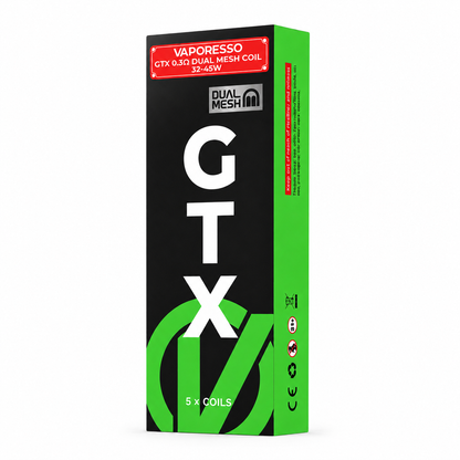 VAPORESSO GTX Mesh replacement coil in package, designed for vaping devices, showing multiple coils with mesh design.