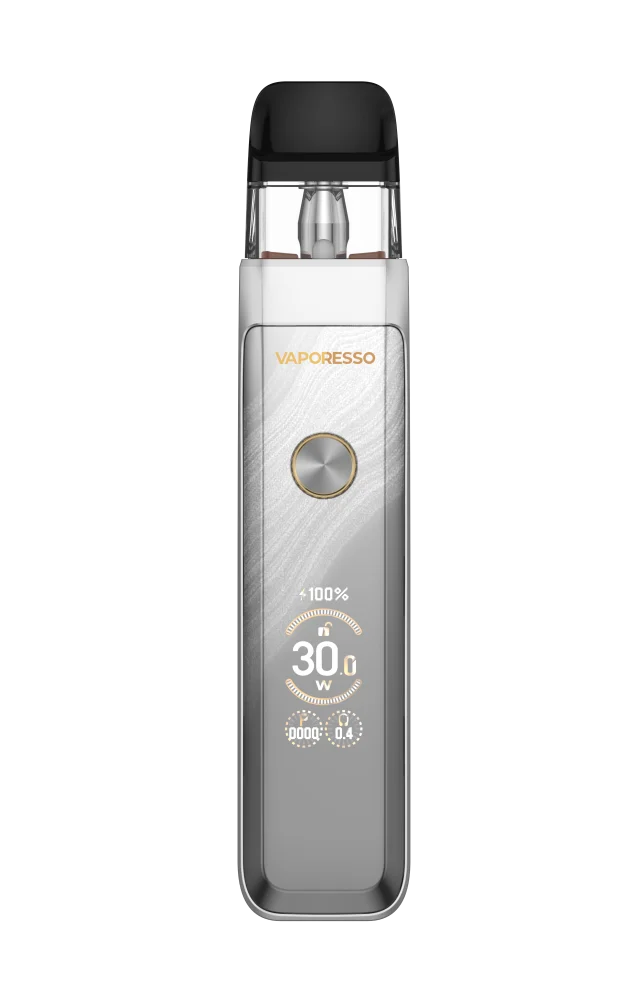 VAPORESSO XROS PRO 2 pod system vape in glittering silver, featuring sleek design and compact size from the VAPORESSO XROS series.