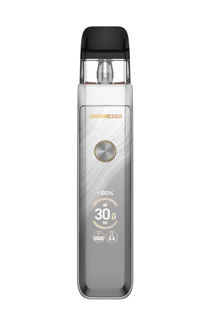 VAPORESSO XROS PRO 2 pod system vape in glittering silver, featuring sleek design and compact size from the VAPORESSO XROS series.