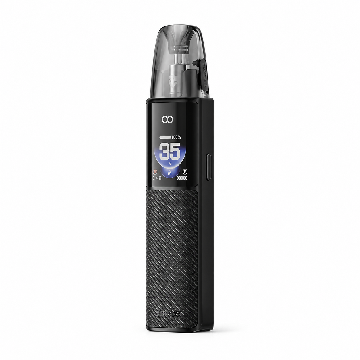 Black VOOPOO ARGUS G4 pod system with sleek design and compact shape, featuring a modern look and textured finish.