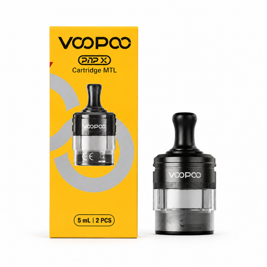 VOOPOO PnP X Cartridge MTL black packaging, replacement coils for VOOPOO PNP system, designed for mouth-to-lung vaping.