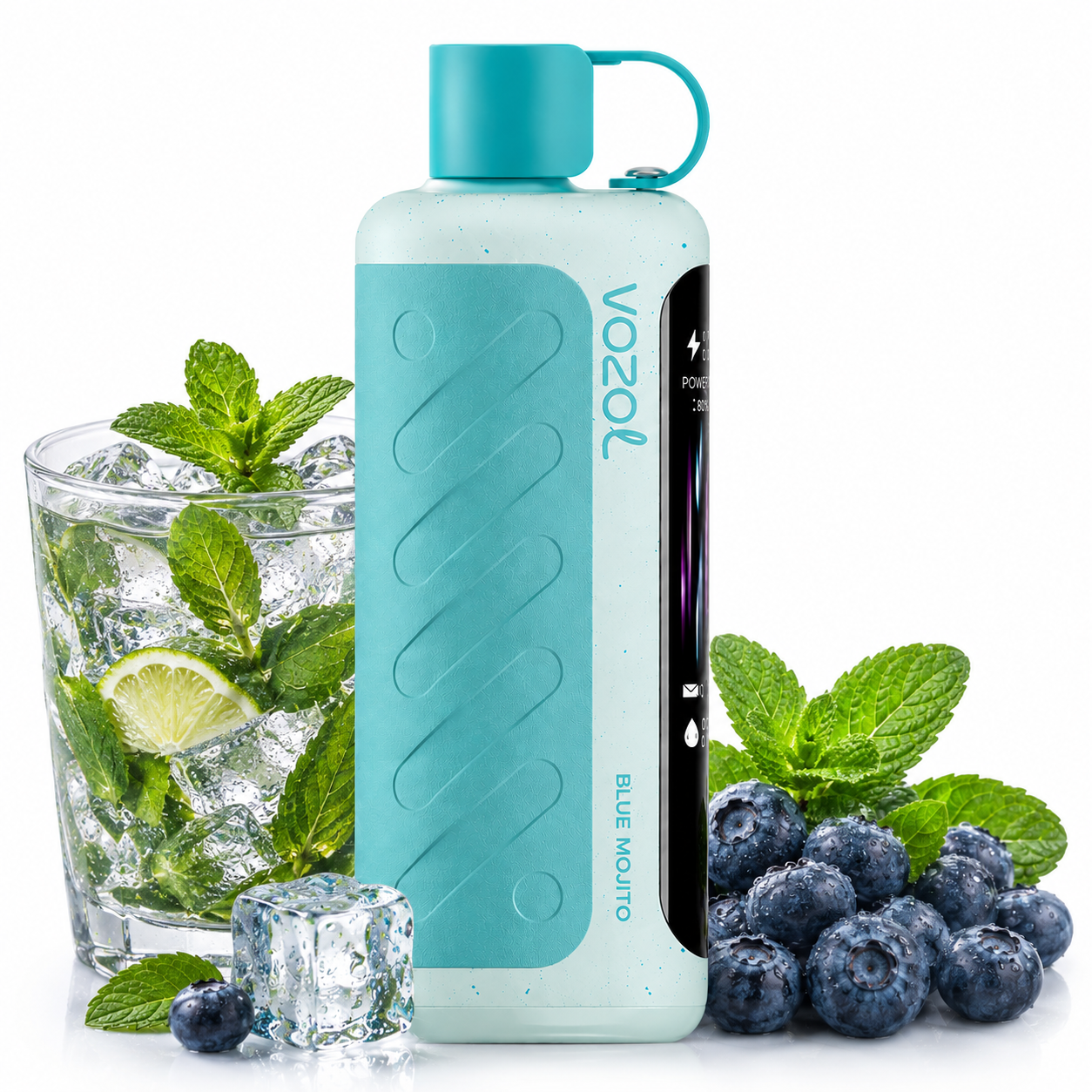 VOZOL GEAR HOOKAH disposable vape with blue mojito flavor, 40,000 puffs, sleek design, and colorful packaging.