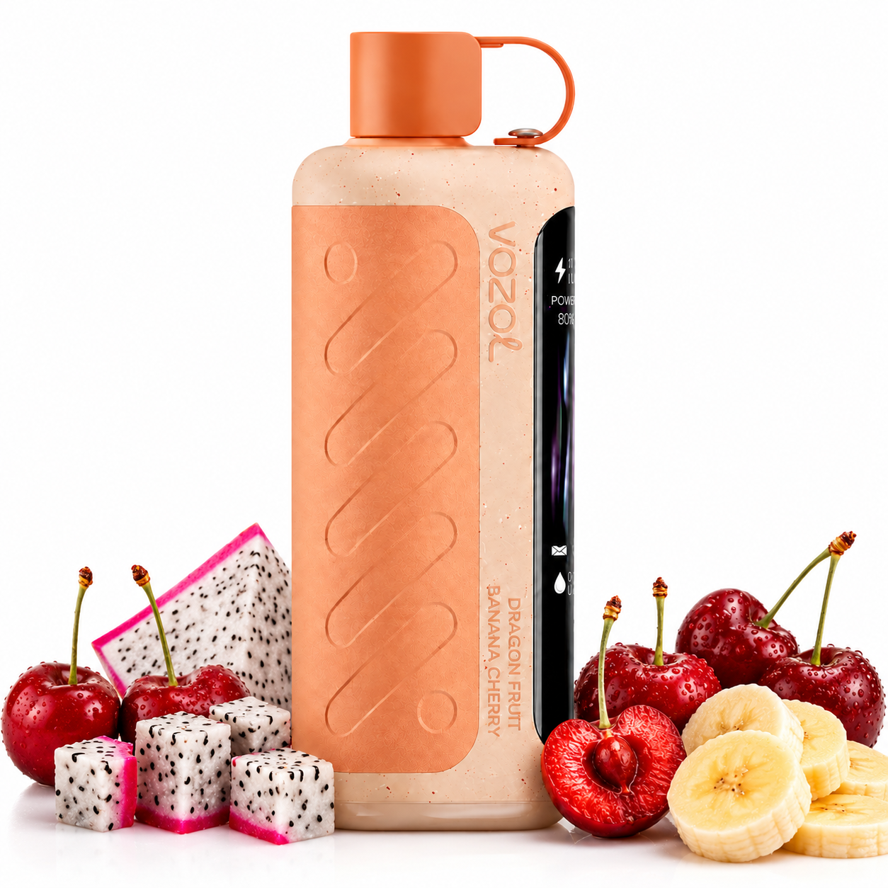 VOZOL GEAR HOOKAH disposable vape with dragon fruit, banana, cherry flavor, 40,000 puffs, DTL style.