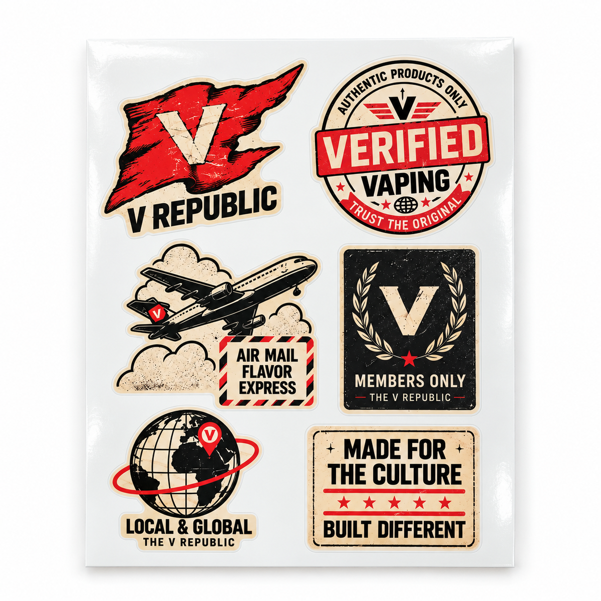 باقة استيكرات The V Republic Vintage – ورقتان | VOL 01
