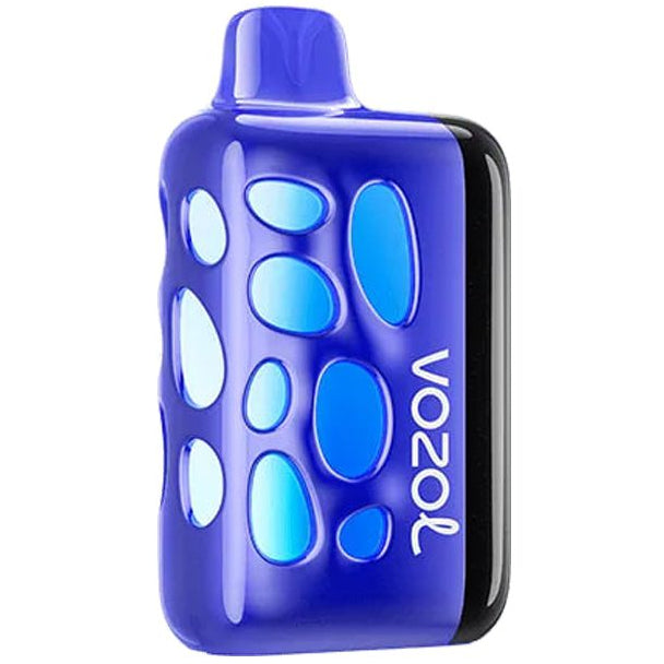 A VooZol disposable vape device in a vibrant blue color with a glossy finish, featuring a textured bubble pattern on the side and a black side panel with the white VooZol logo, set against a plain white background.