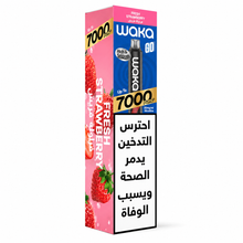 Disposable WAKA GO 7K Series Fresh Strawberry vape with pink and red packaging, featuring the flavor label and sleek design.