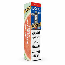 WAKA GO 7K SERIES disposable vape with fresh watermelon flavor, showing the colorful device with watermelon design.