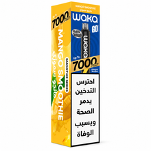 WAKA GO 7K SERIES disposable vape pen with Mango Smoothie flavor, featuring a sleek design and colorful packaging.