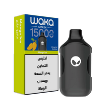 WAKA SMASH 15K SERIES Mango Ice disposable vape with bright packaging showing the mango and ice flavor design.