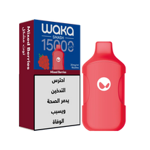WAKA SMASH 15K SERIES disposable vape with mixed berries flavor, showing the colorful device with berry illustrations.