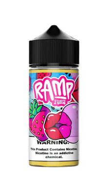 Vape juice bottle with colorful label on a black background