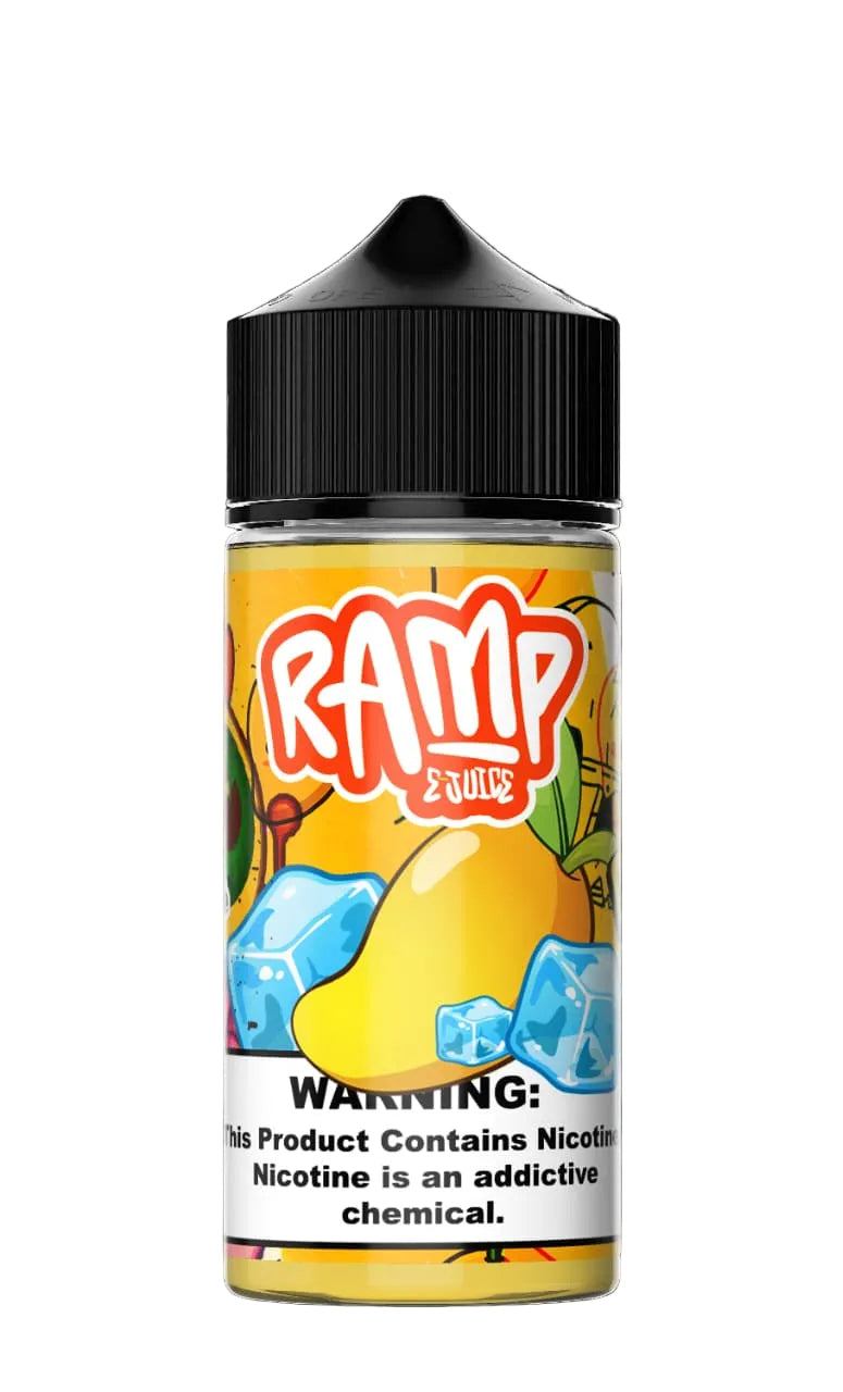 Vape juice bottle with 'Ramp' branding on a black background