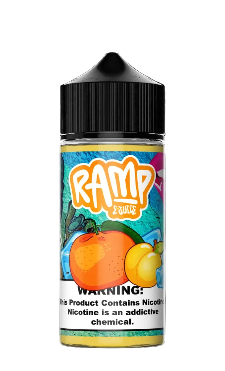 Vape juice bottle with 'Ramp' branding on a black background