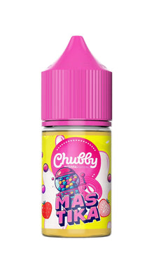 Chubby Gorilla Masticak vape juice bottle with pink cap on a white background
