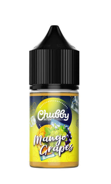Chubby Mango Grapes vape juice bottle on a white background