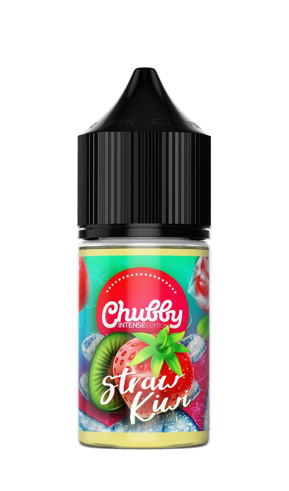 Chubby Bunny Strawberry Kiwi vape juice bottle on a white background