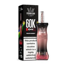 Al Fakher Crown Bar E Hose disposable vape with Grape Berry flavor, featuring a sleek design and visible vape device components.