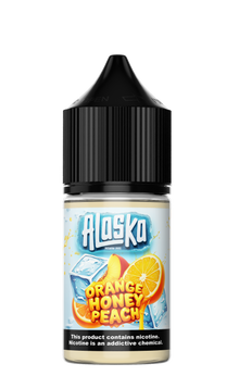 Alaska Orange Honey Beach Salt e-liquid bottle showing orange honey flavor with salt nicotine, 30ml size, branded by Alaska.