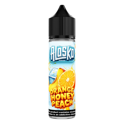 ALASKA Orange Honey Beach E-Liquid bottle with orange and honey flavor, 60ml, 3mg salt nicotine, for vaping.