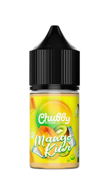 ChUBBY Mango Kiwi Ice Salt E-Liquid bottle with 30ml size and 25mg nicotine salt, featuring tropical mango and kiwi flavor with icy finish