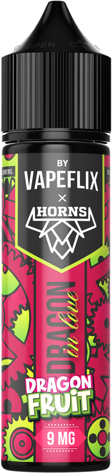 HORNS Dragon Fruits E-Liquid bundle pack, 60ml bottle with dragon fruit flavor, ideal for vape enthusiasts.