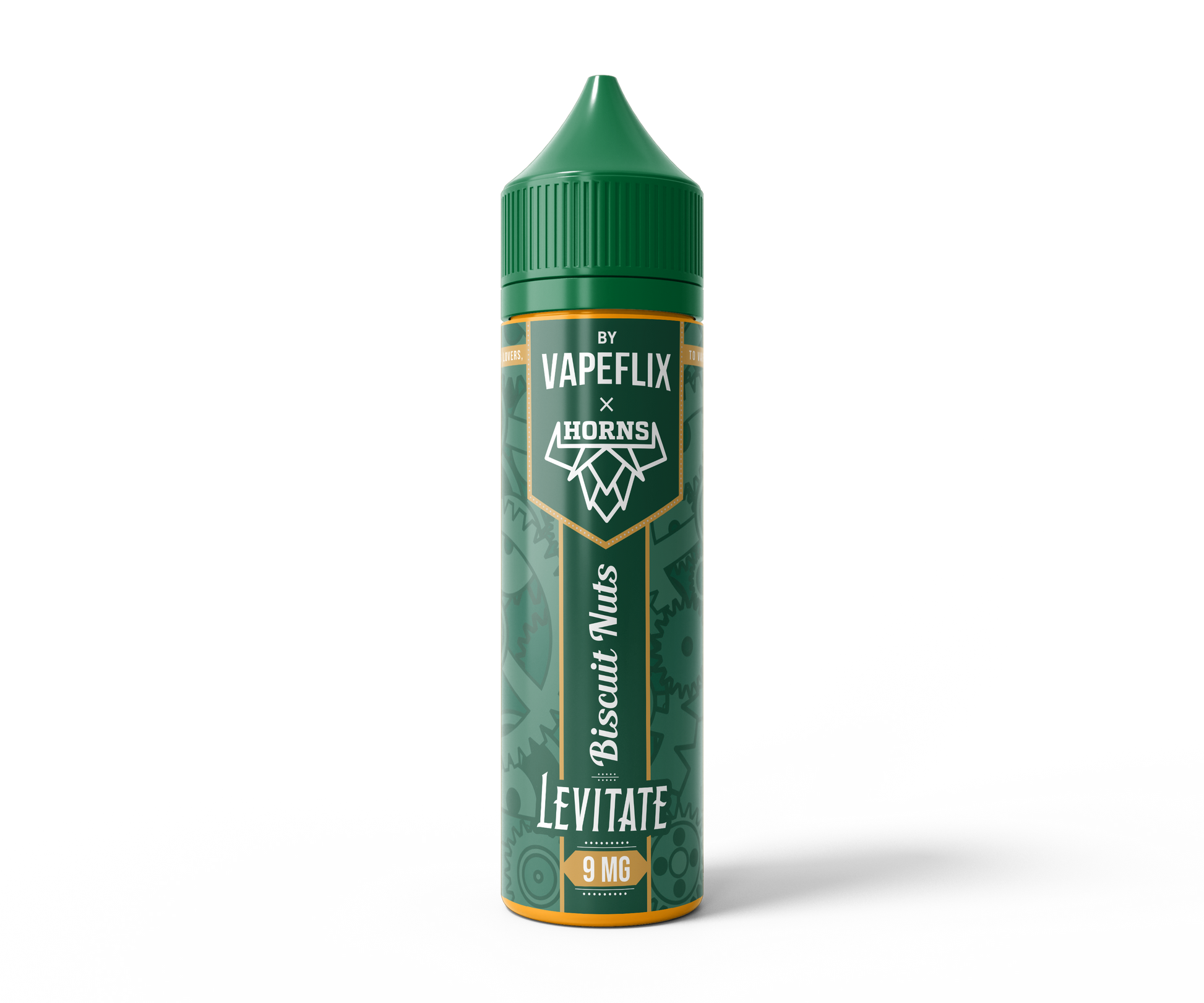 HORNS Levitate Biscuit Nuts e-liquid bottle, 60ml bundle pack, with biscuit and nut flavor, for vaping.