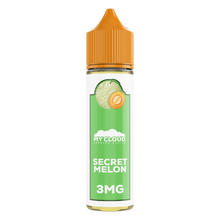 MY CLOUD Secret Melon e-liquid bottle, 60ml, 0mg nicotine, flavor of fresh melon, designed for vaping.