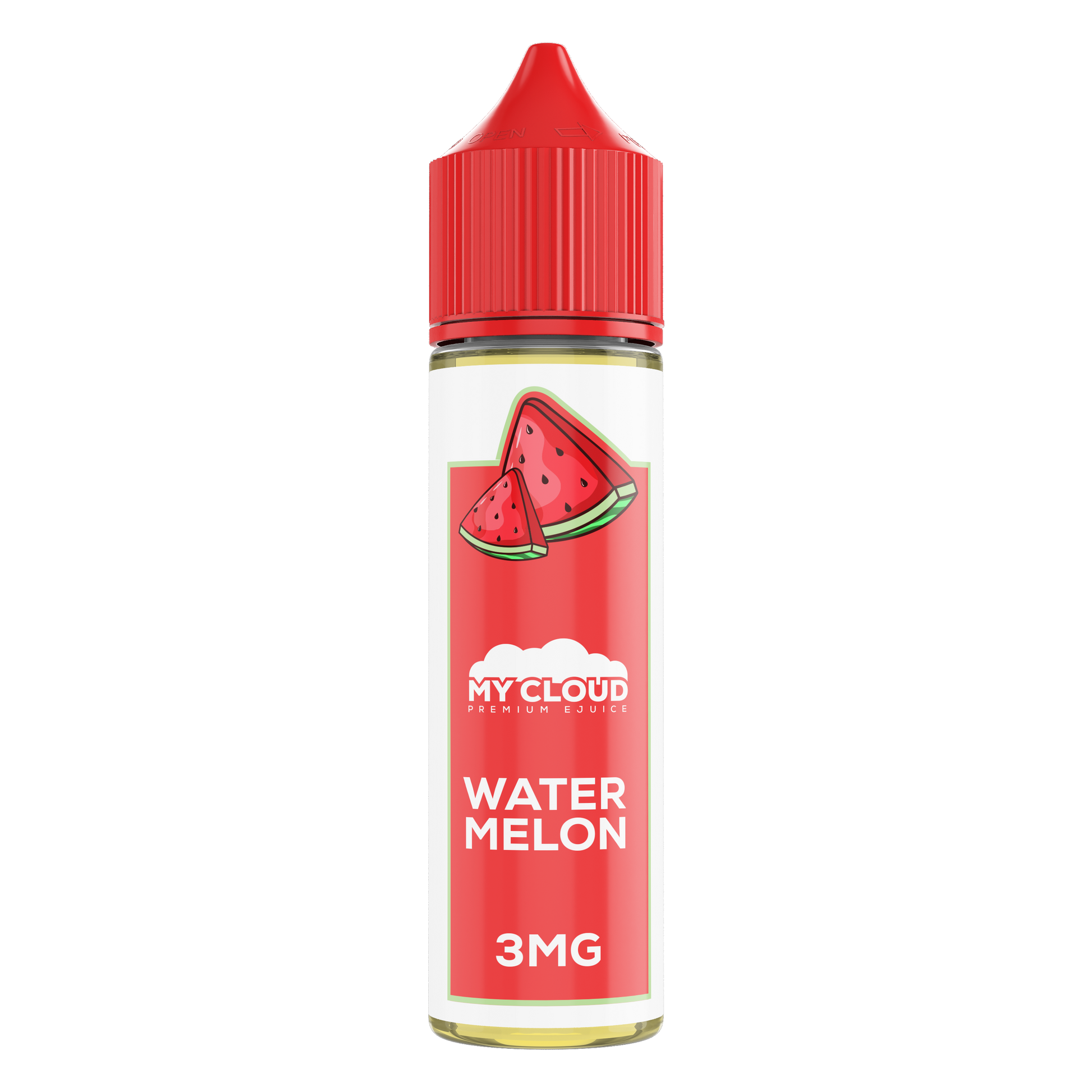 MY CLOUD Watermelon DL e-liquid bottle showing vibrant watermelon flavor label and 60ml container.