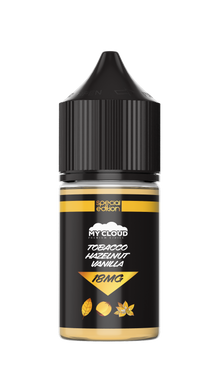 MY CLOUD Tobacco Hazelnut Vanilla e-liquid, 30ml bottle, MTL vape juice with rich tobacco, hazelnut, and vanilla flavor.