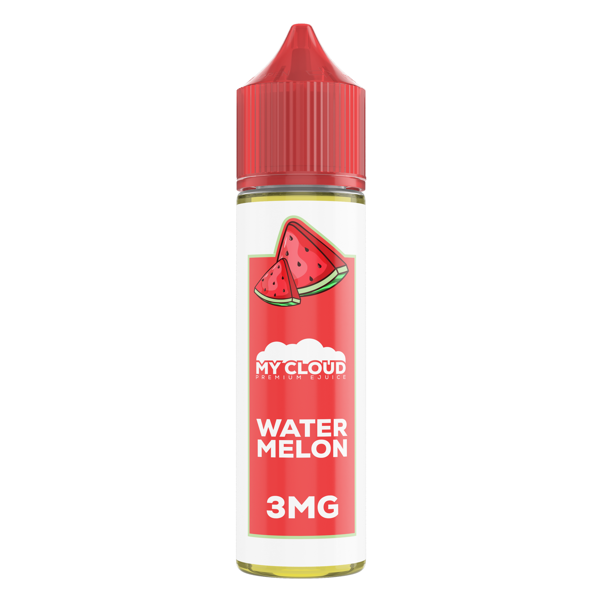 MY CLOUD Watermelon MTL e-liquid bottle with 30ml size and 6mg nicotine, featuring fresh watermelon flavor.