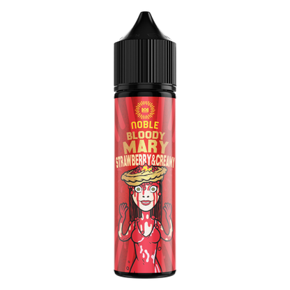Noble Bloody Mary Strawberry & Creamy e-liquid bottle for MTL vaping, 60ml, with vibrant label featuring strawberries and cream imagery.