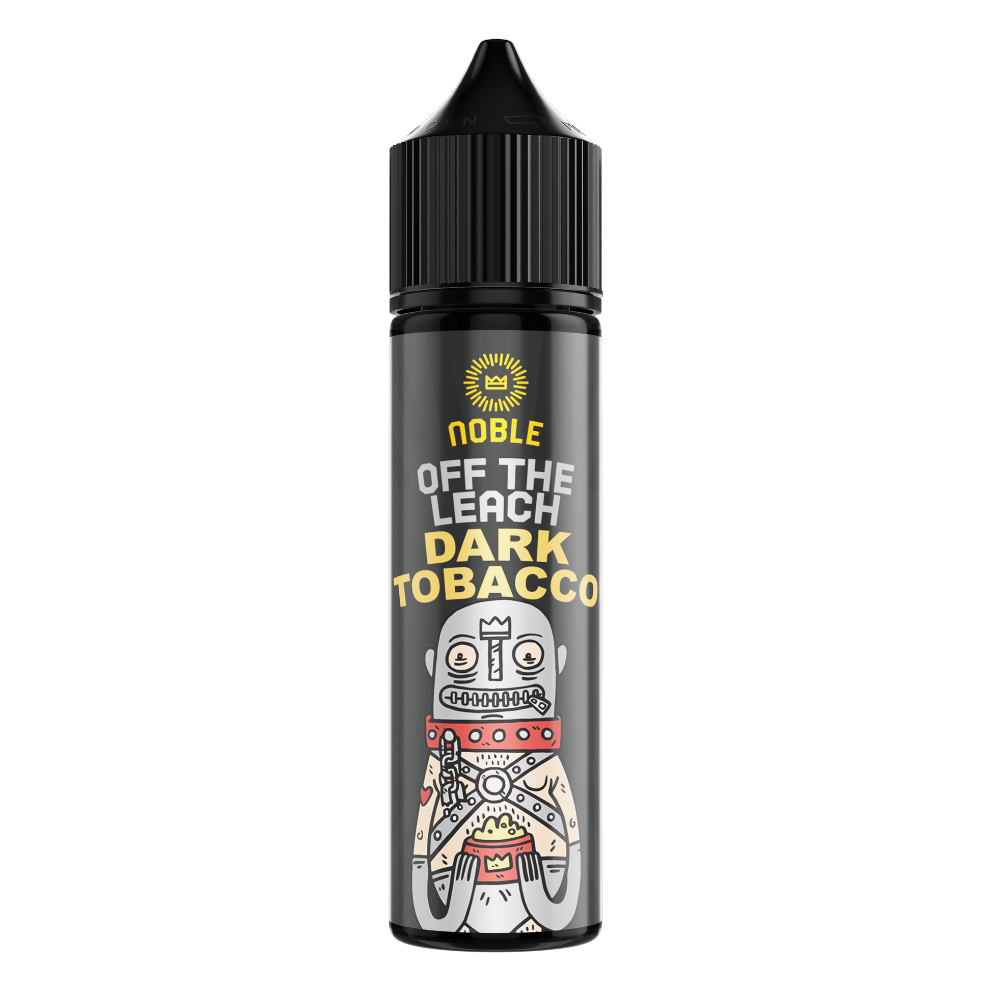 NOBLE Off The Leach Dark Tobacco MTL e-liquid bottle, 60ml, with dark tobacco flavor and 6mg nicotine strength.