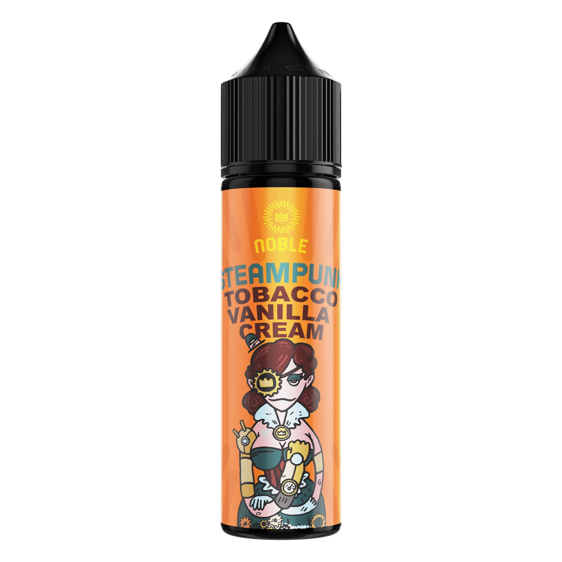 Noble Steampunk Tobacco Vanilla Cream e-liquid bottle for MTL vaping, 60ml with tobacco and vanilla flavor profile.